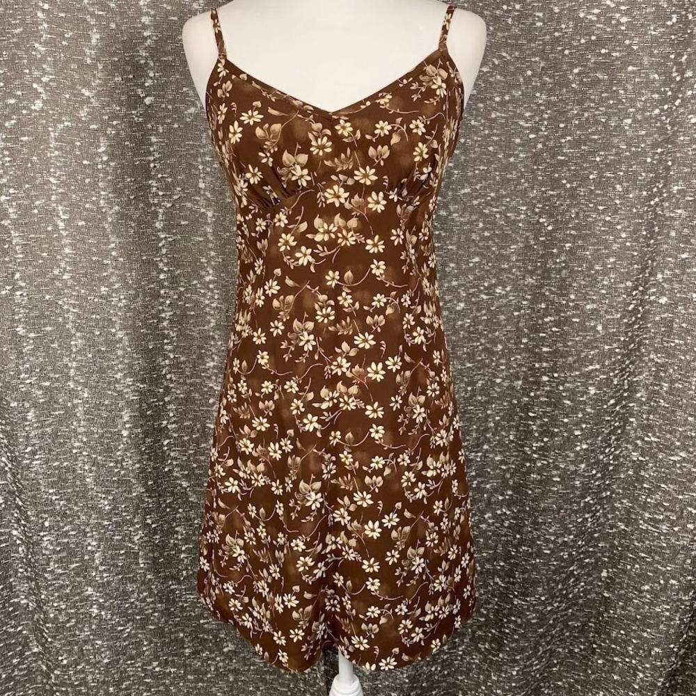 Vintage Byer Too! California Brown Floral Print Mini Dress Boho Fairy Junior's 3